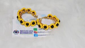 aritos 3 Argollas con diseño de girasoles